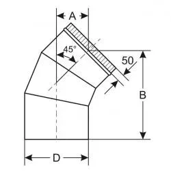 Отвод 45°, нержавейка (AISI 430) 0,5 мм, Ø135 мм