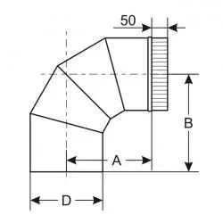 Отвод 90°, нержавейка (AISI 430) 0,5 мм, Ø115 мм
